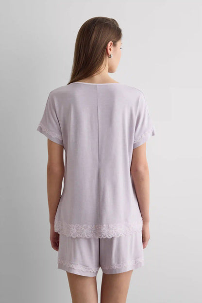 Lace Trim Short Pajamas in Modal