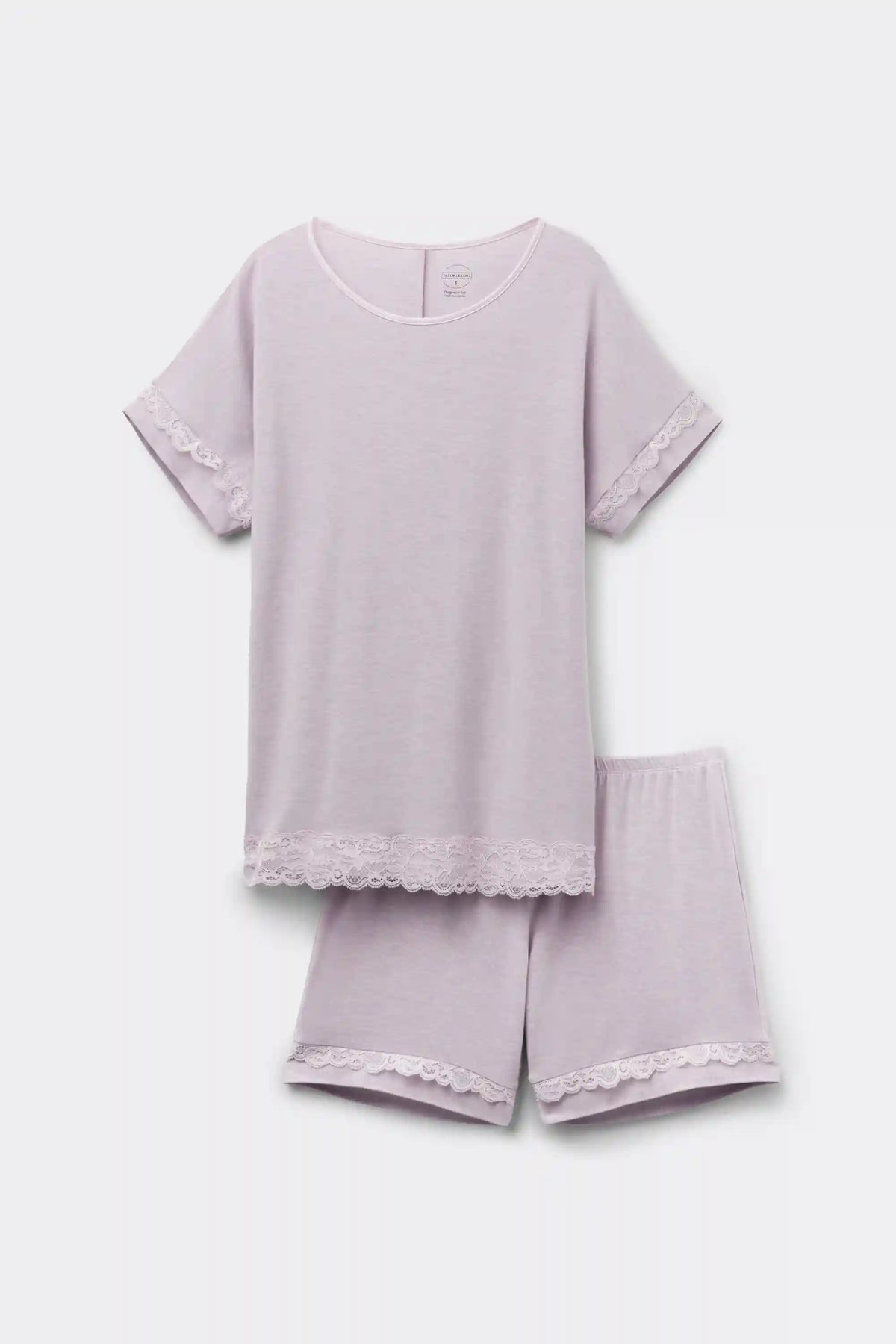 Lace Trim Short Pajamas in Modal