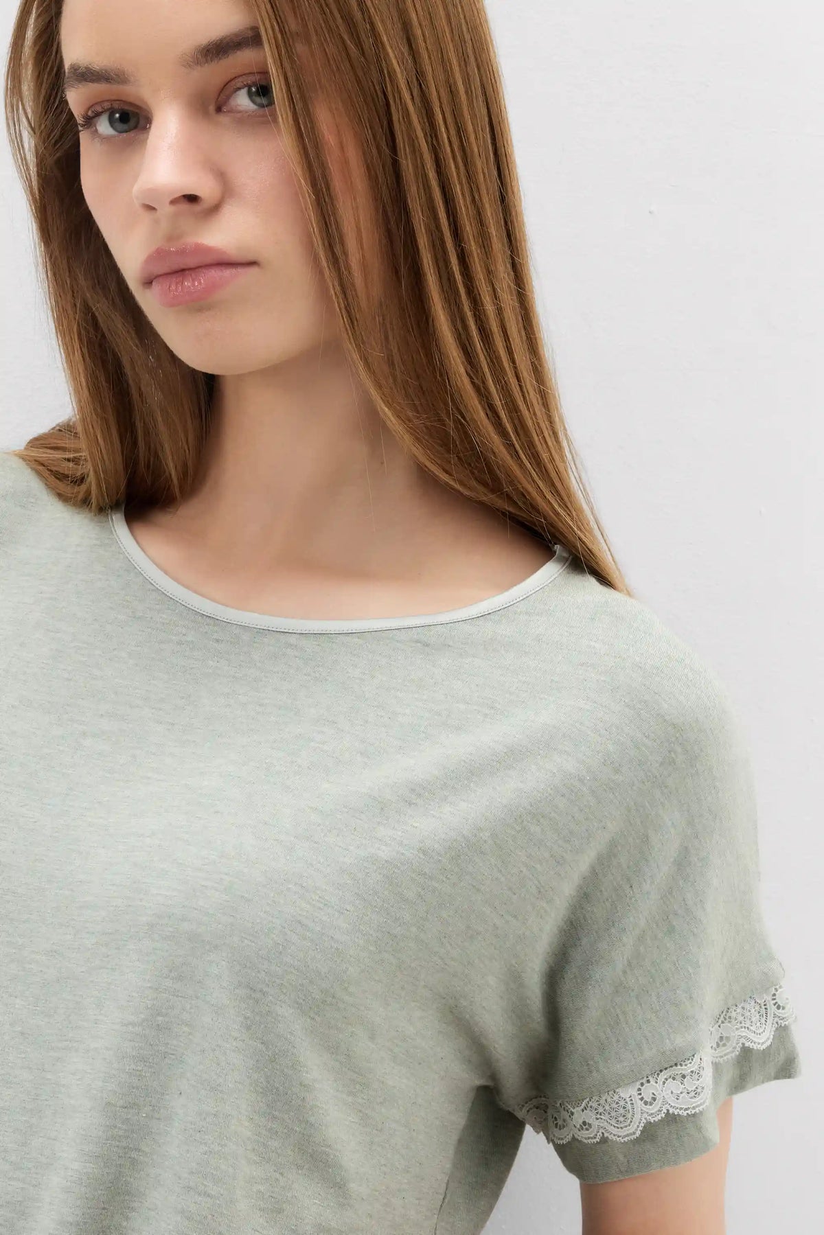 Lace Trim Short Pajamas in Modal