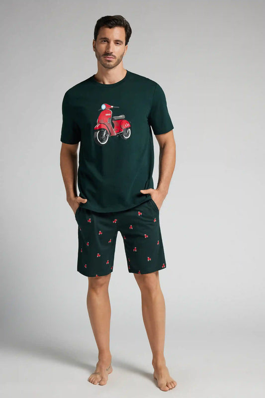 Scooter Print Short Cotton Pajamas