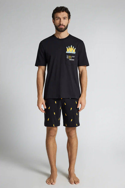 Beer Print Short Cotton Pajamas
