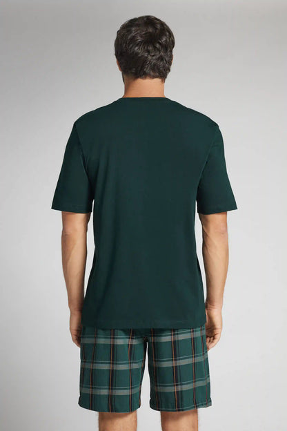 Short Cotton Pajamas with Tic Tac Toe Beer Print