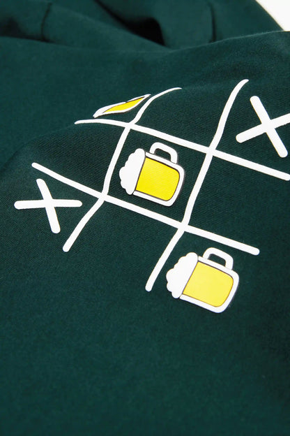 Short Cotton Pajamas with Tic Tac Toe Beer Print