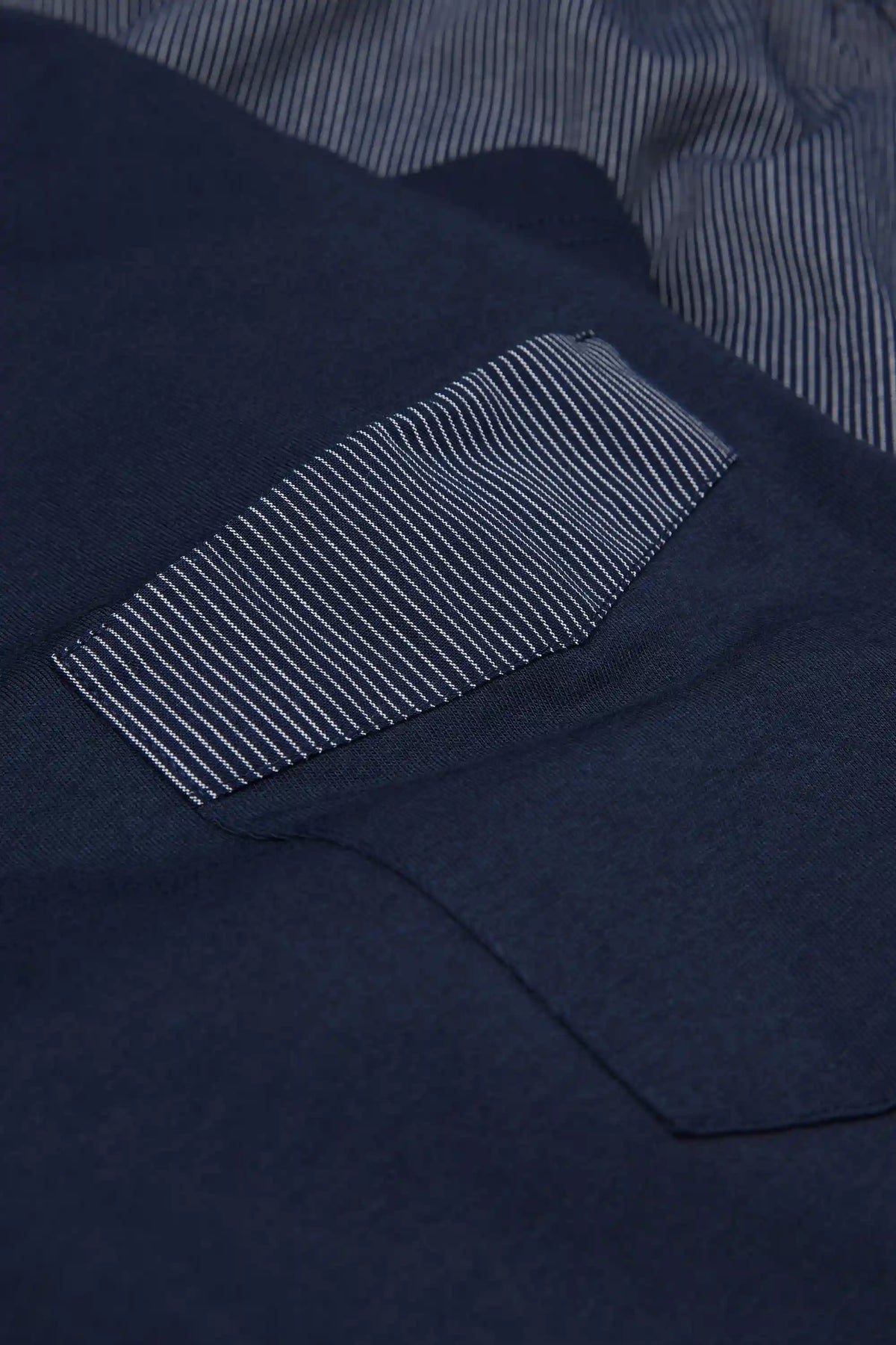 Short Cotton Pajamas with Blue Pinstripe Cloth