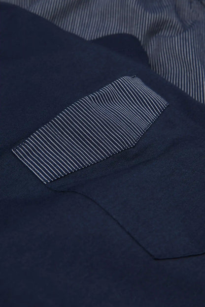 Short Cotton Pajamas with Blue Pinstripe Cloth