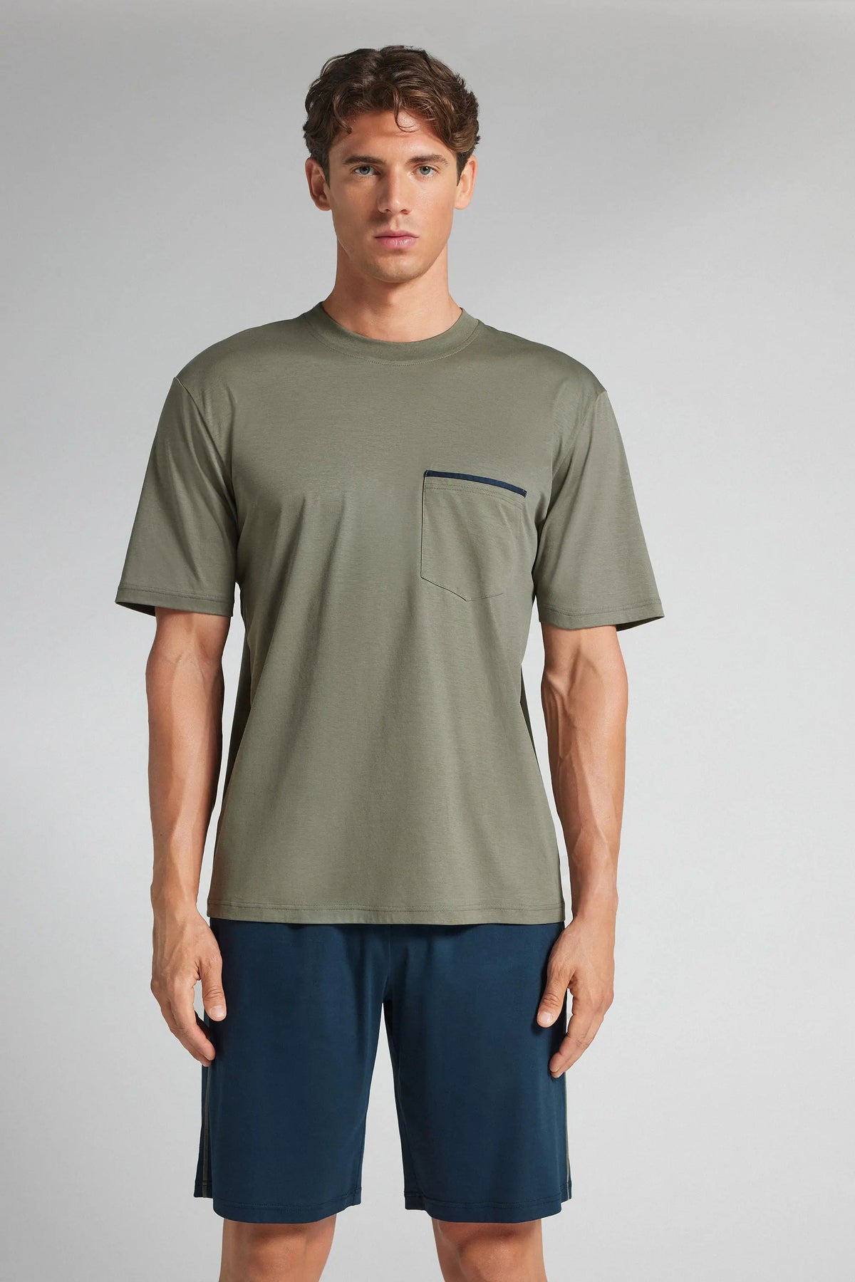 Short Pajamas in Mercerized Cotton filo Premium