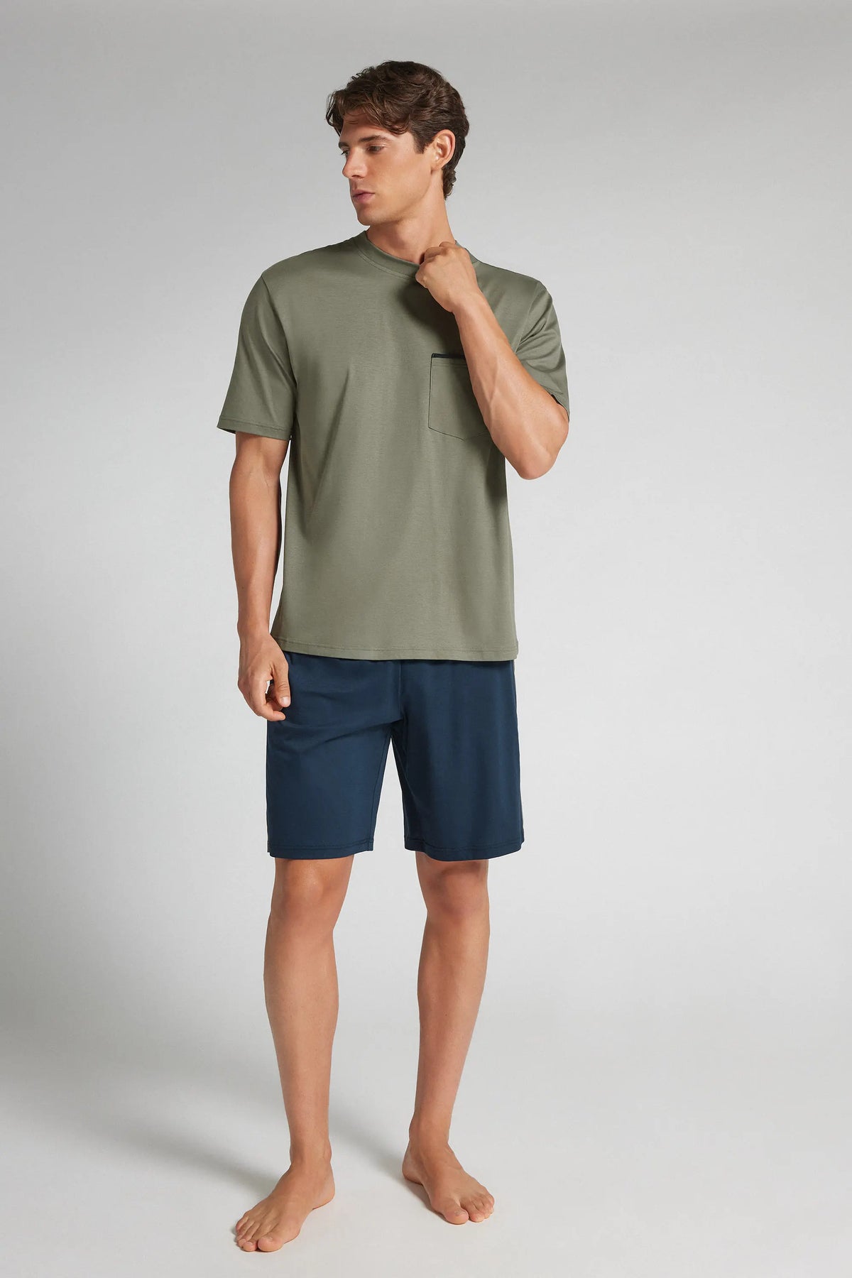 Short Pajamas in Mercerized Cotton filo Premium