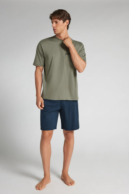 Short Pajamas in Mercerized Cotton filo Premium