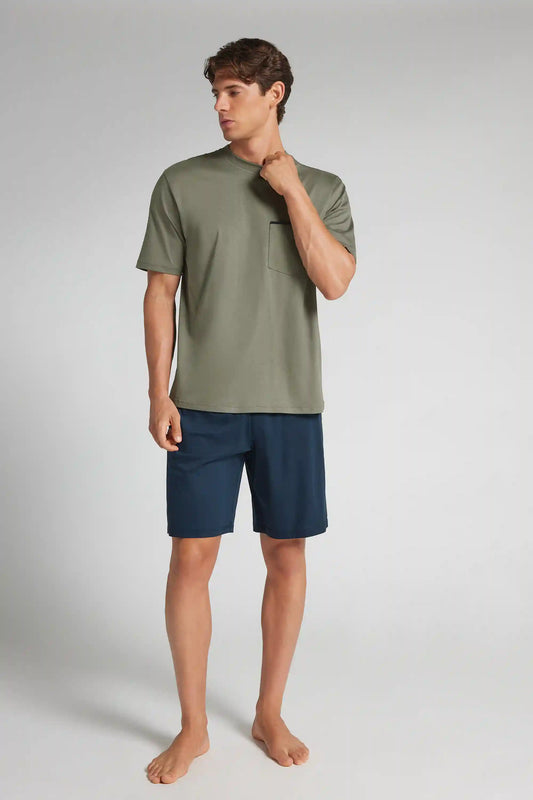 Short Pajamas in Mercerized Cotton filo Premium