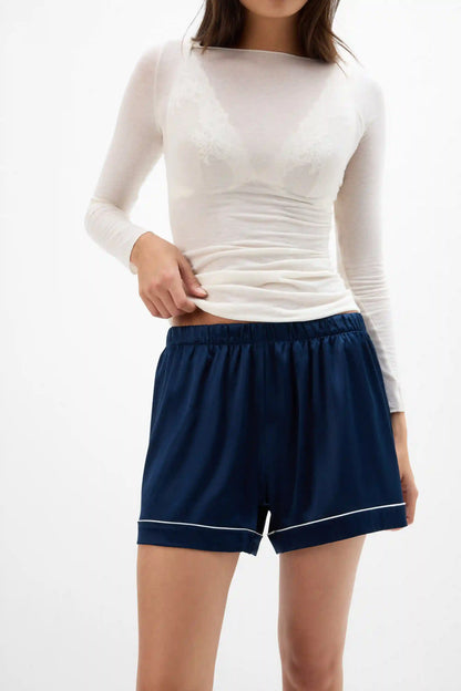 Piped Silk Shorts