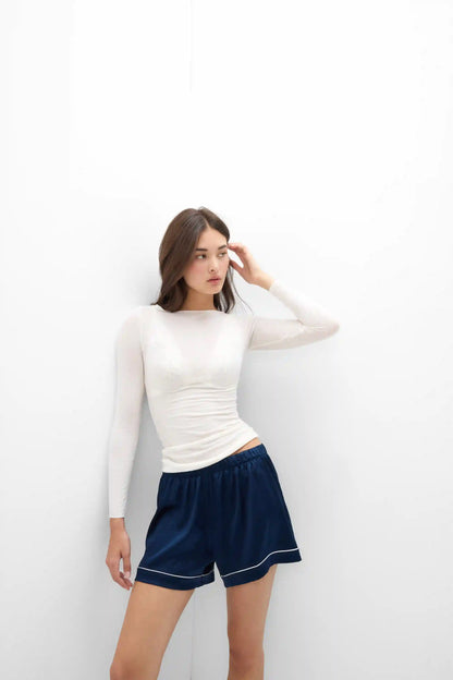 Piped Silk Shorts