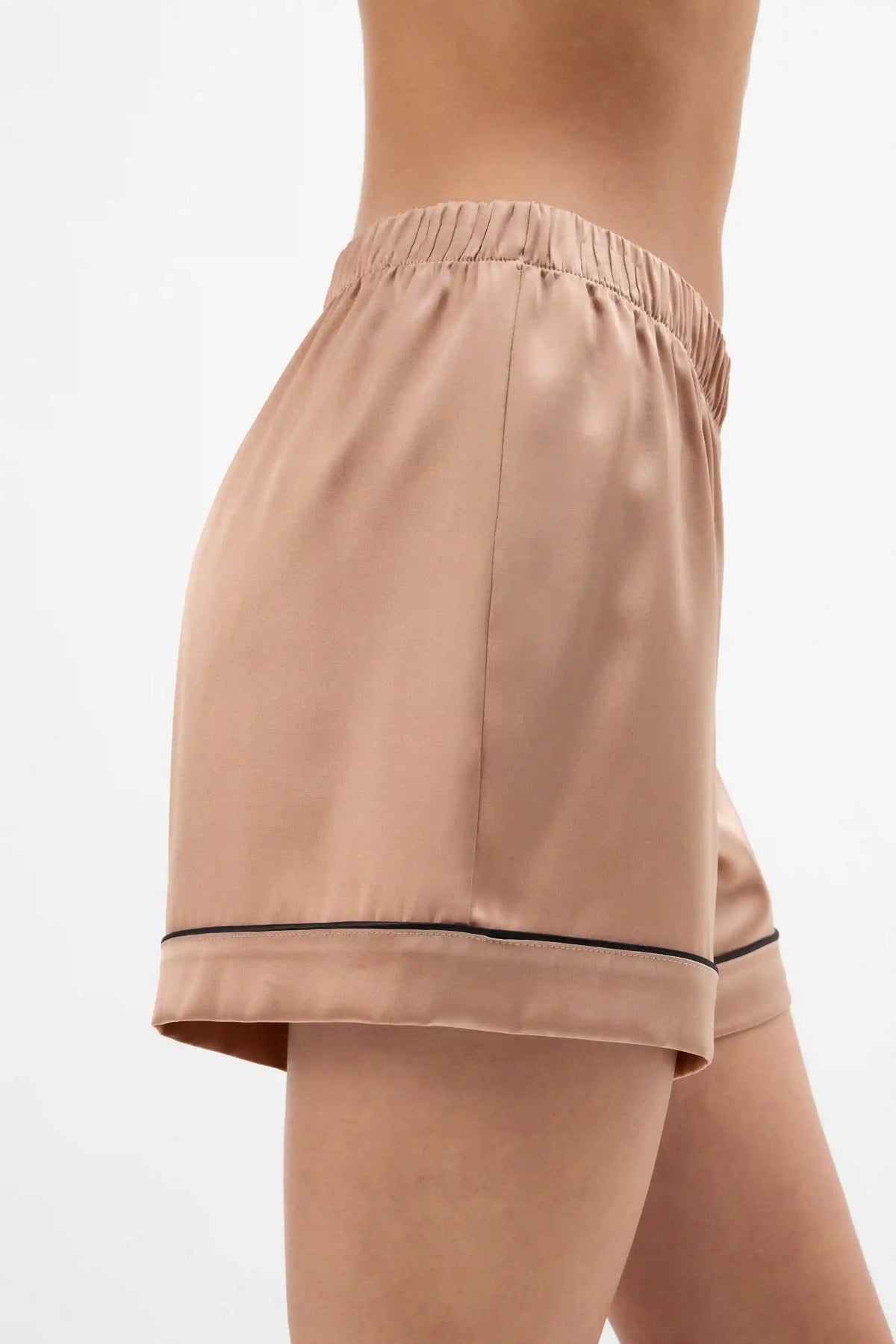 Piped Silk Shorts