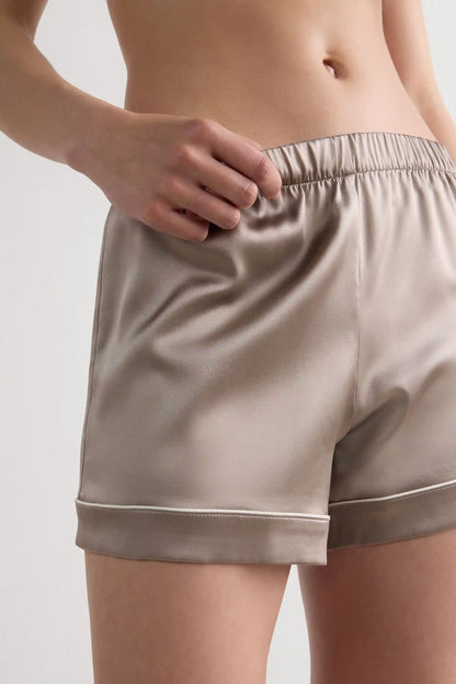 Piped Silk Shorts