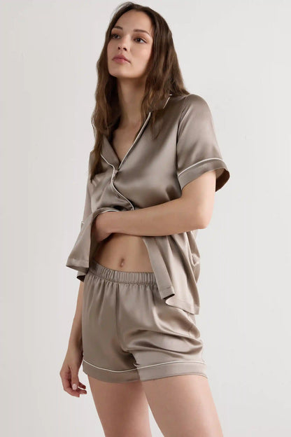 Piped Silk Shorts