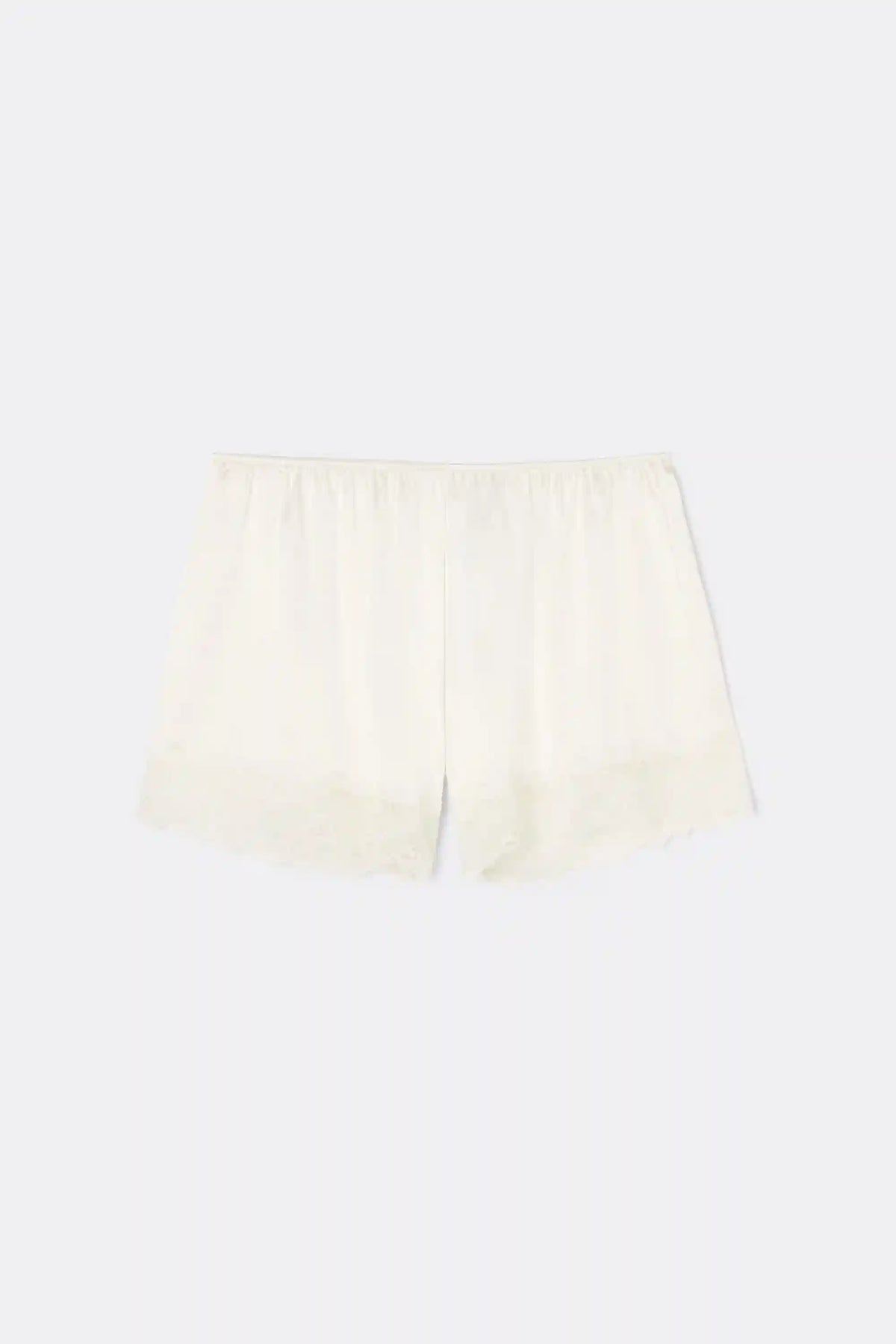 Lace Trim Silk Shorts