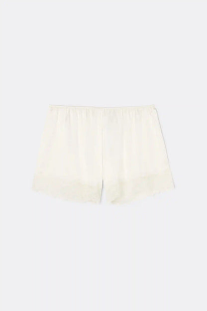 Lace Trim Silk Shorts