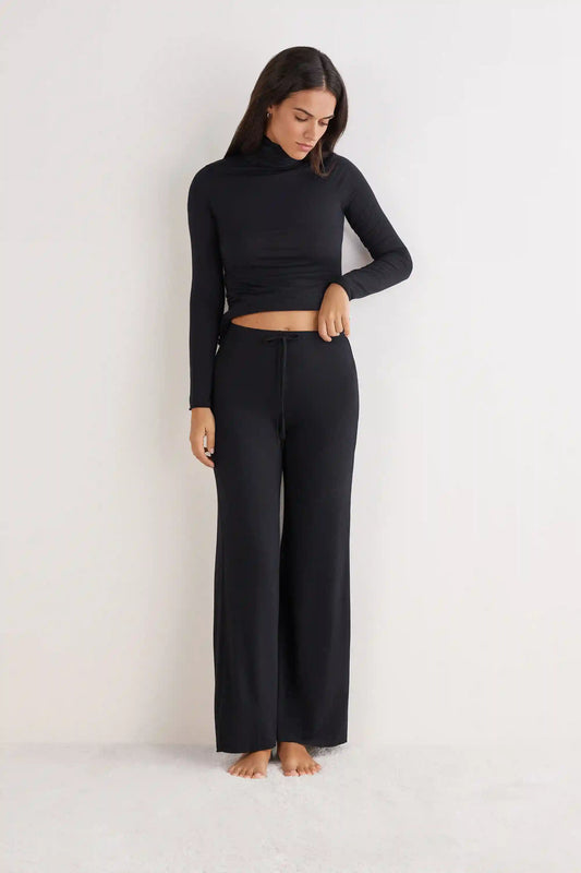 Modal and Cashmere Long Palazzo Pants