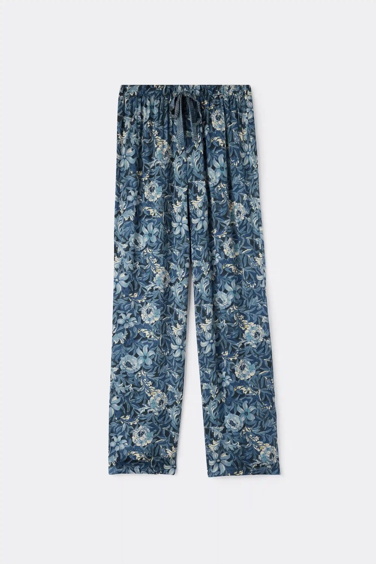 Fanciful Flowers Print Viscose Satin Pants