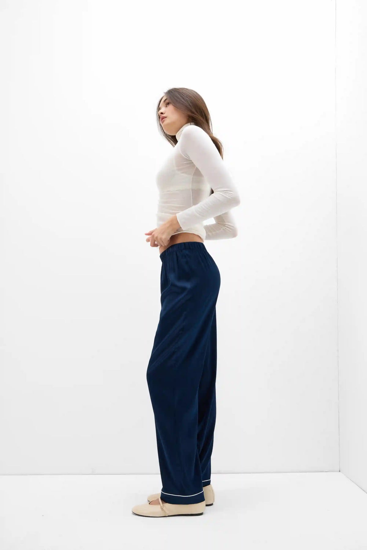 Full Length Silk Pants