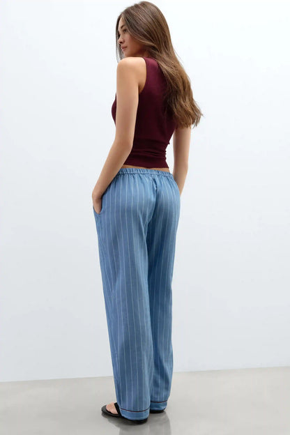 Preppy Stripes Woven Cotton Pants