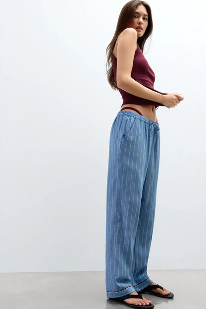 Preppy Stripes Woven Cotton Pants