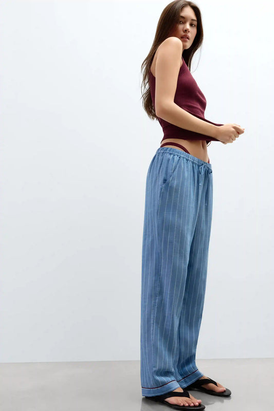 Preppy Stripes Woven Cotton Pants