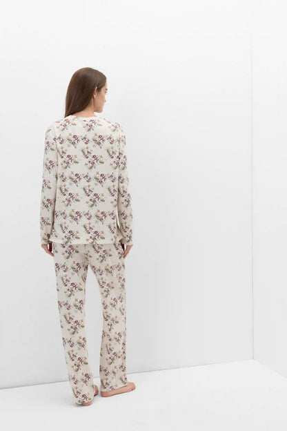 Pretty Flowers Printed Superior Cotton Full Length Pajamas