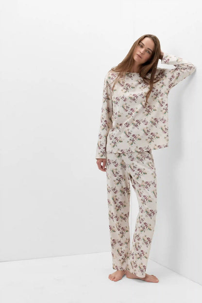 Pretty Flowers Printed Superior Cotton Full Length Pajamas