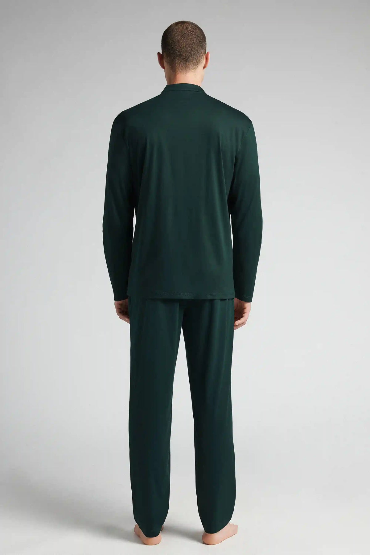Open Front Full Length Pajamas in Cotton