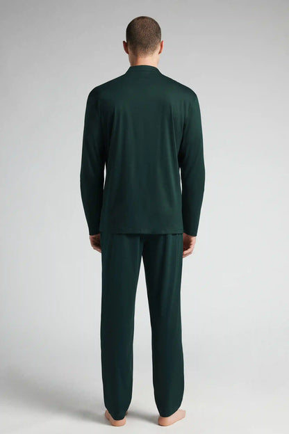 Open Front Full Length Pajamas in Cotton