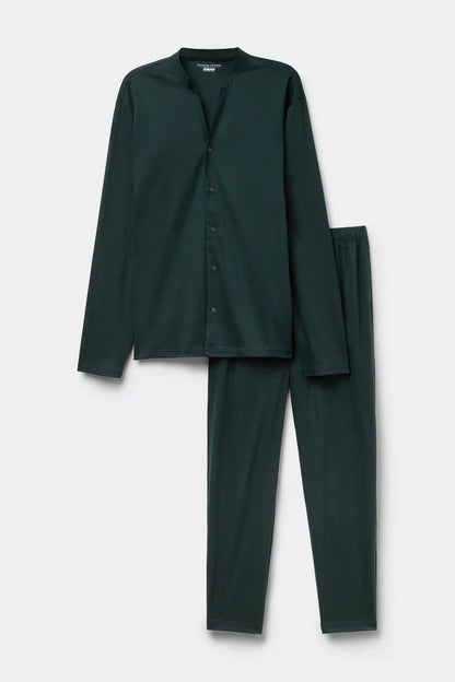 Open Front Full Length Pajamas in Cotton