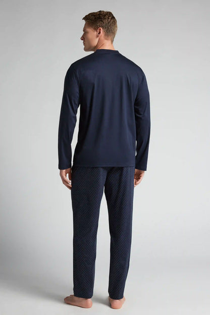 Long Mercerized Cotton Pajamas with Polka Dot Print filo Premium