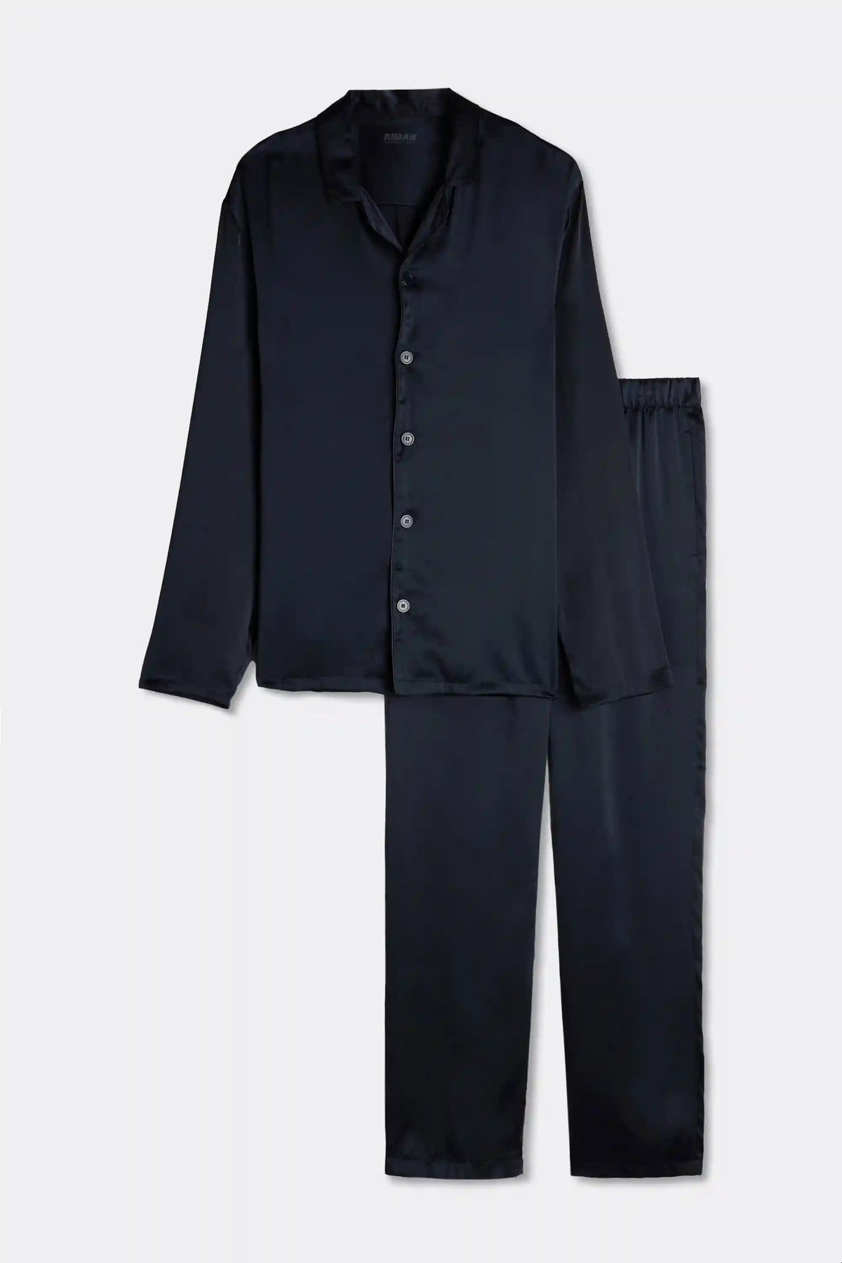 Long Silk Piped Pajamas