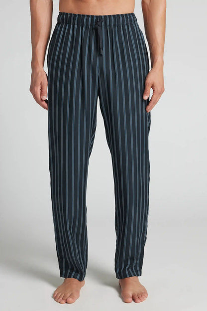 Full Length Pants in Blue Stripe Modal Fabric