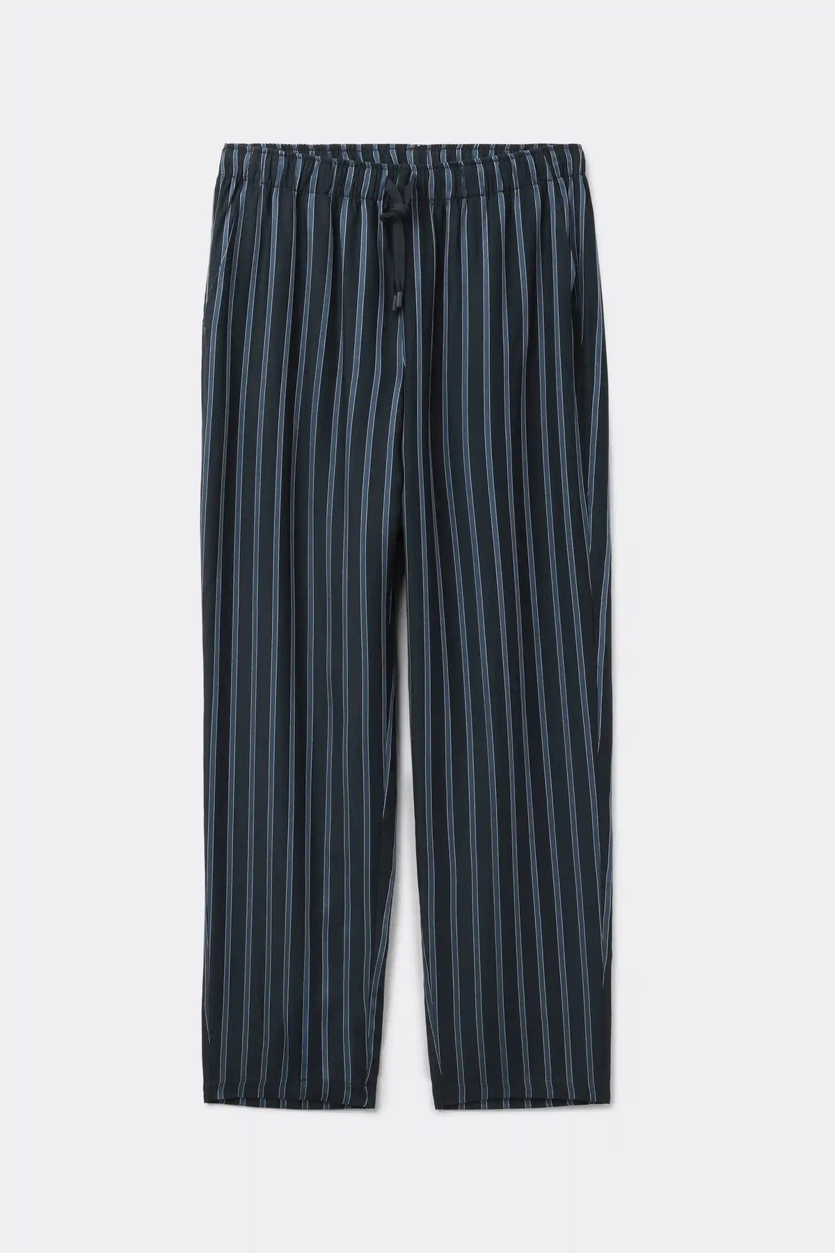 Full Length Pants in Blue Stripe Modal Fabric