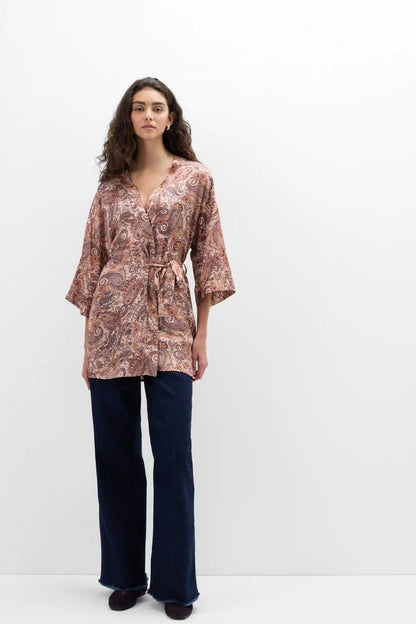 Elevate Your Day Printed Viscose Satin Kimono