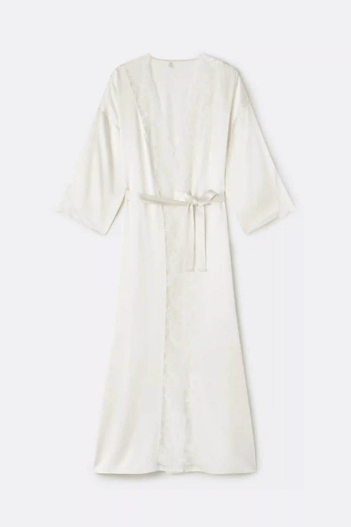 From the Boudoir Long Robe in Silk and Lace