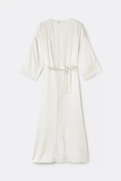 From the Boudoir Long Robe in Silk and Lace