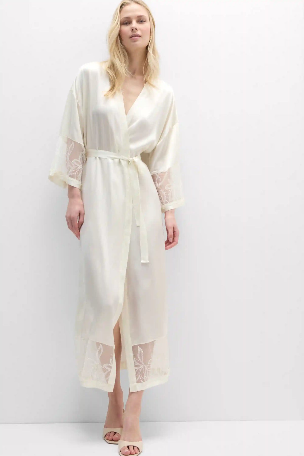 My Forever Love Long Silk and Lace Robe