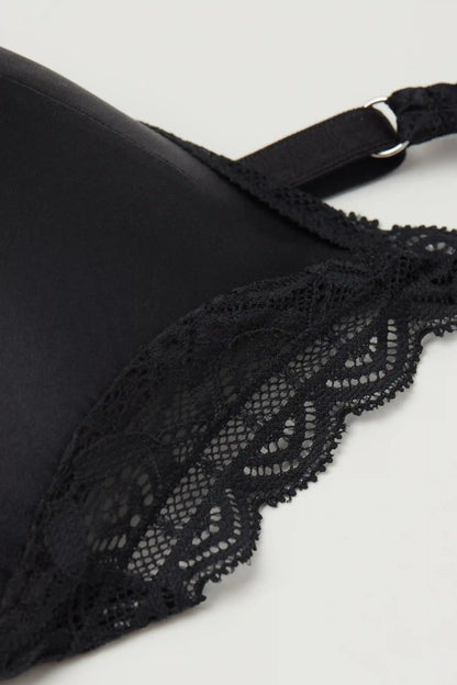 Tiziana Wireless Plunge Triangle Bra in Silk and Lace