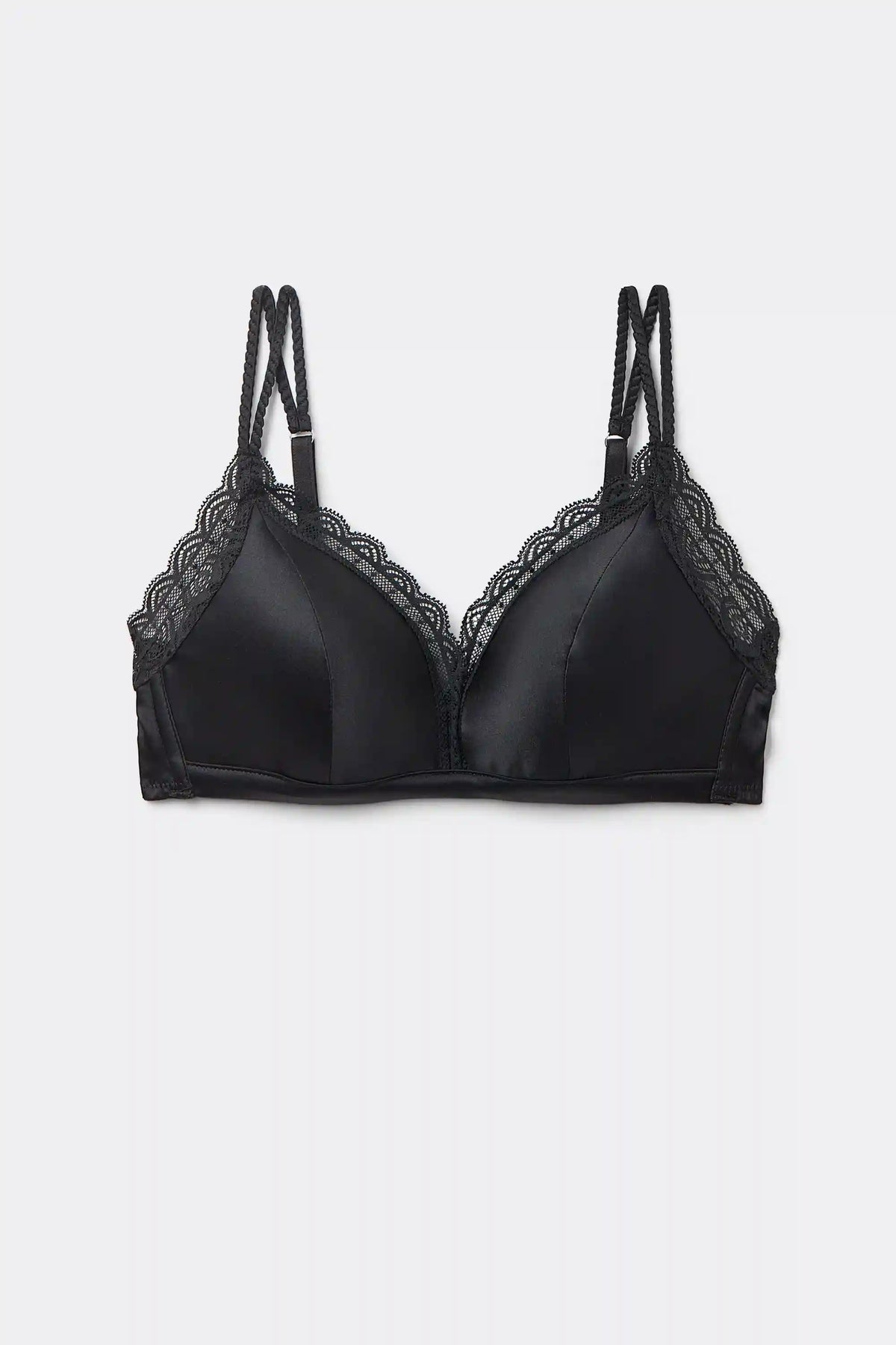 Tiziana Wireless Plunge Triangle Bra in Silk and Lace