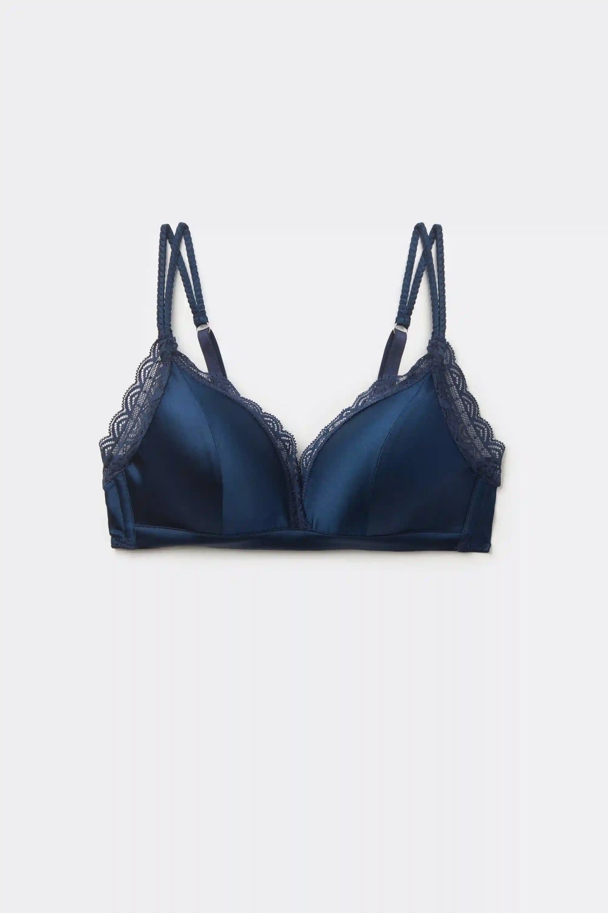 Tiziana Wireless Plunge Triangle Bra in Silk and Lace