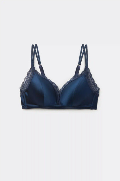 Tiziana Wireless Plunge Triangle Bra in Silk and Lace