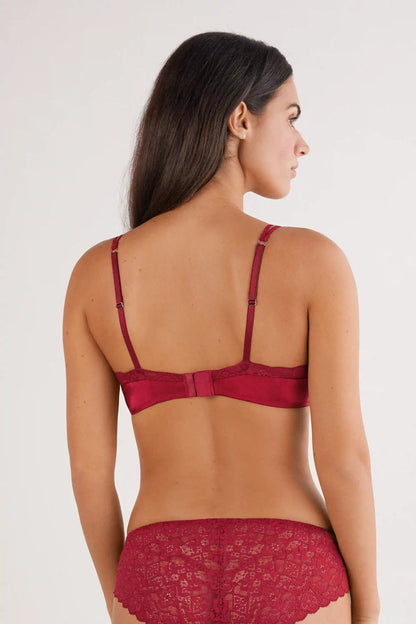 Tiziana Wireless Plunge Triangle Bra in Silk and Lace