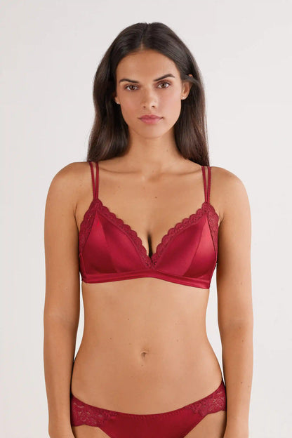 Tiziana Wireless Plunge Triangle Bra in Silk and Lace