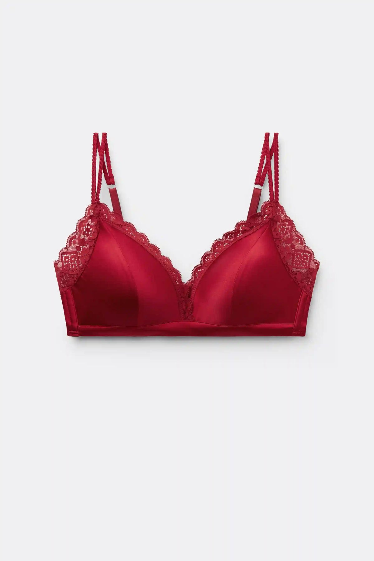 Tiziana Wireless Plunge Triangle Bra in Silk and Lace