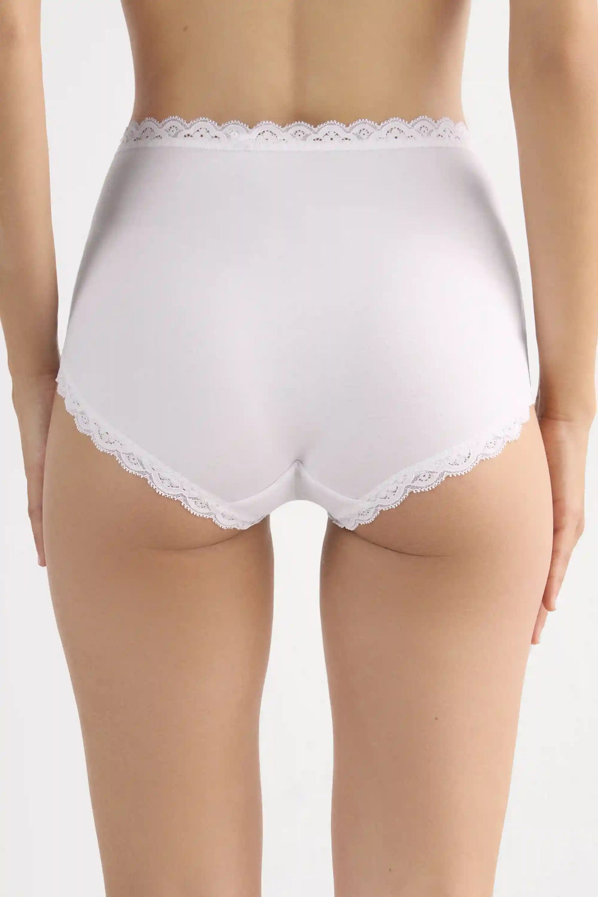High Rise Cotton and Lace Hipsters