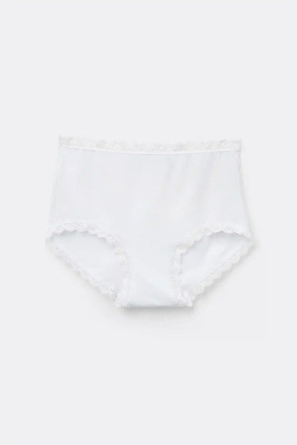 High Rise Cotton and Lace Hipsters