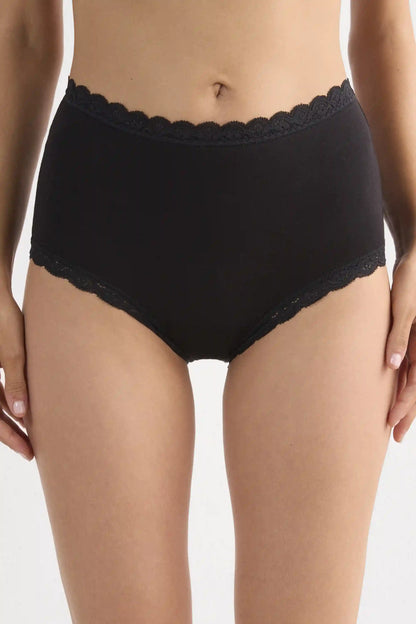 High Rise Cotton and Lace Hipsters