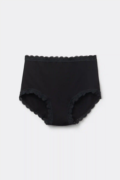 High Rise Cotton and Lace Hipsters